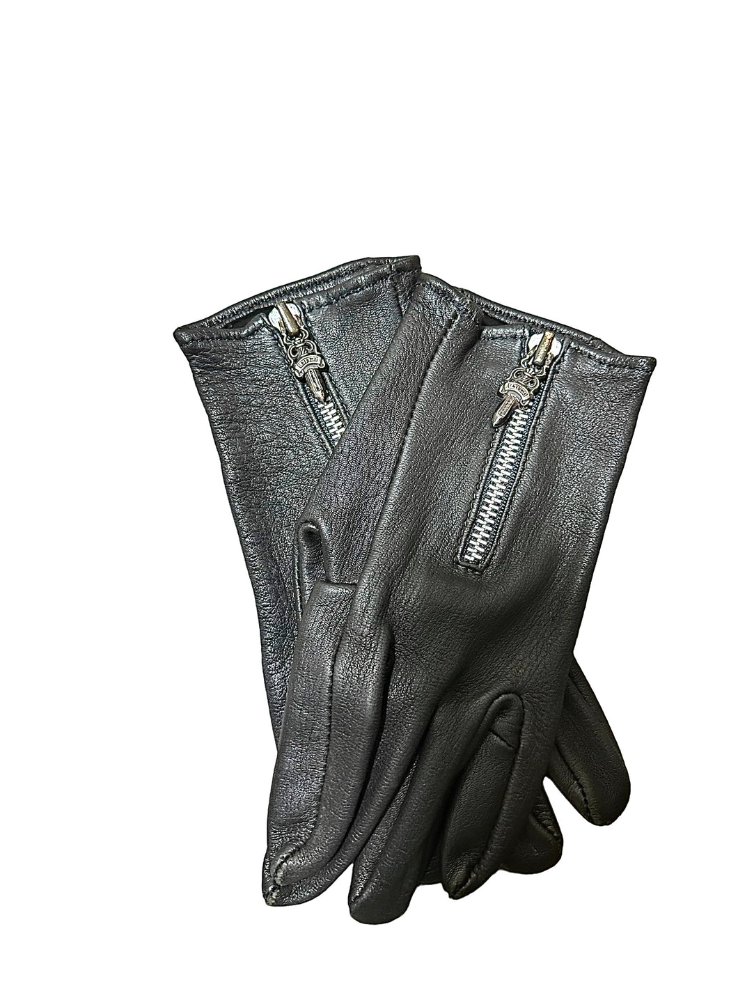 Chrome Hearts Dagger Zip-up Leather Gloves