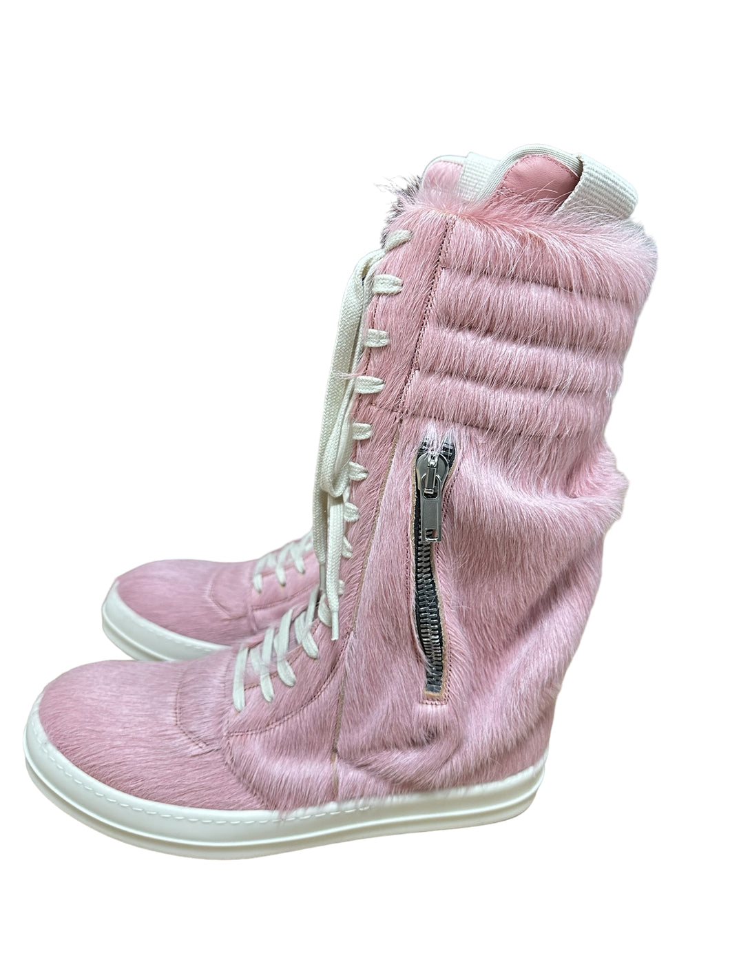 Rick Owens Dirty Pink Pony Hair Cargobasket Sneakers