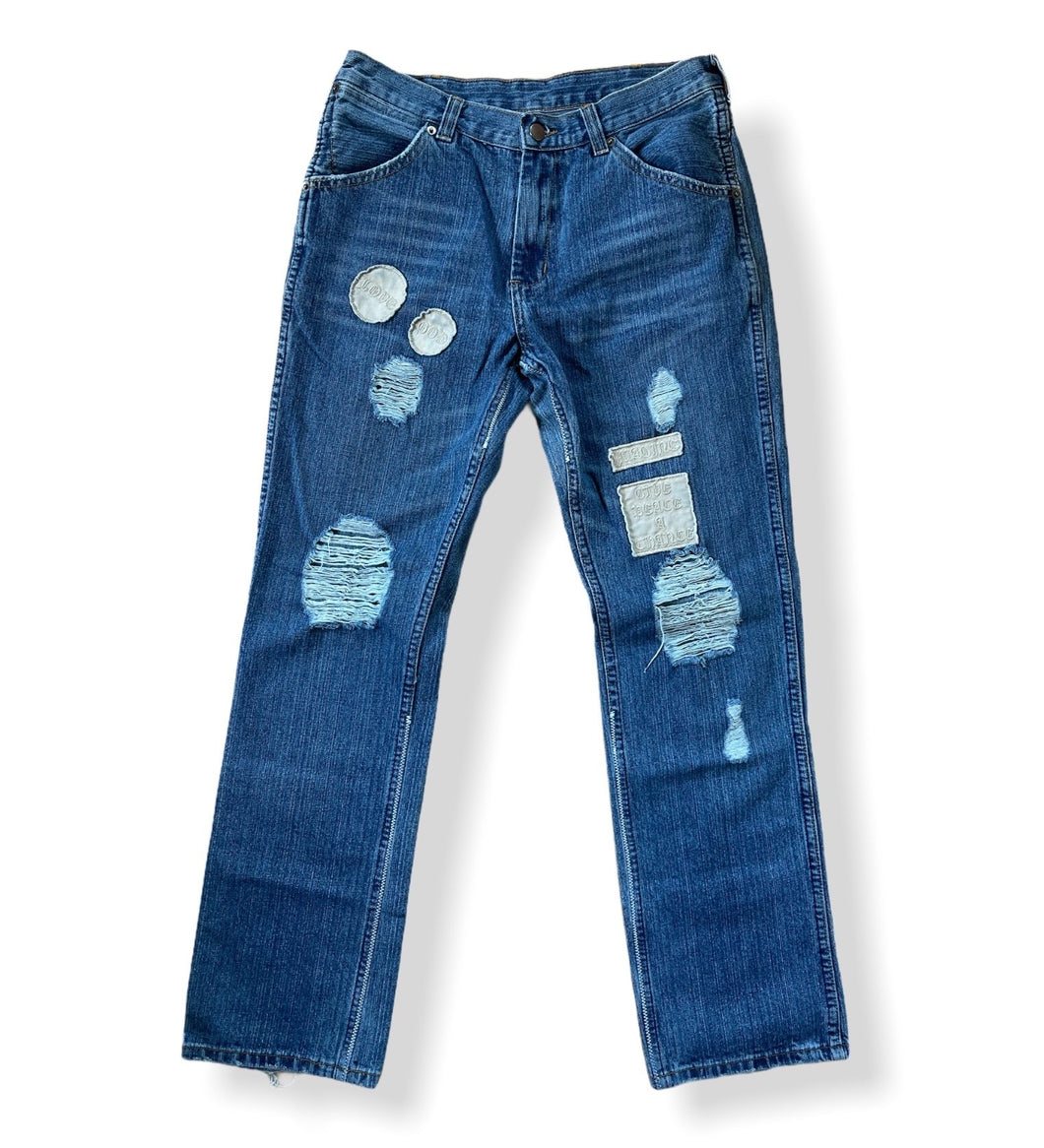 Give Peace A Chance Patched Denim